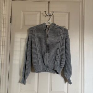 SHEIN Gray Cable Knit Cardigan